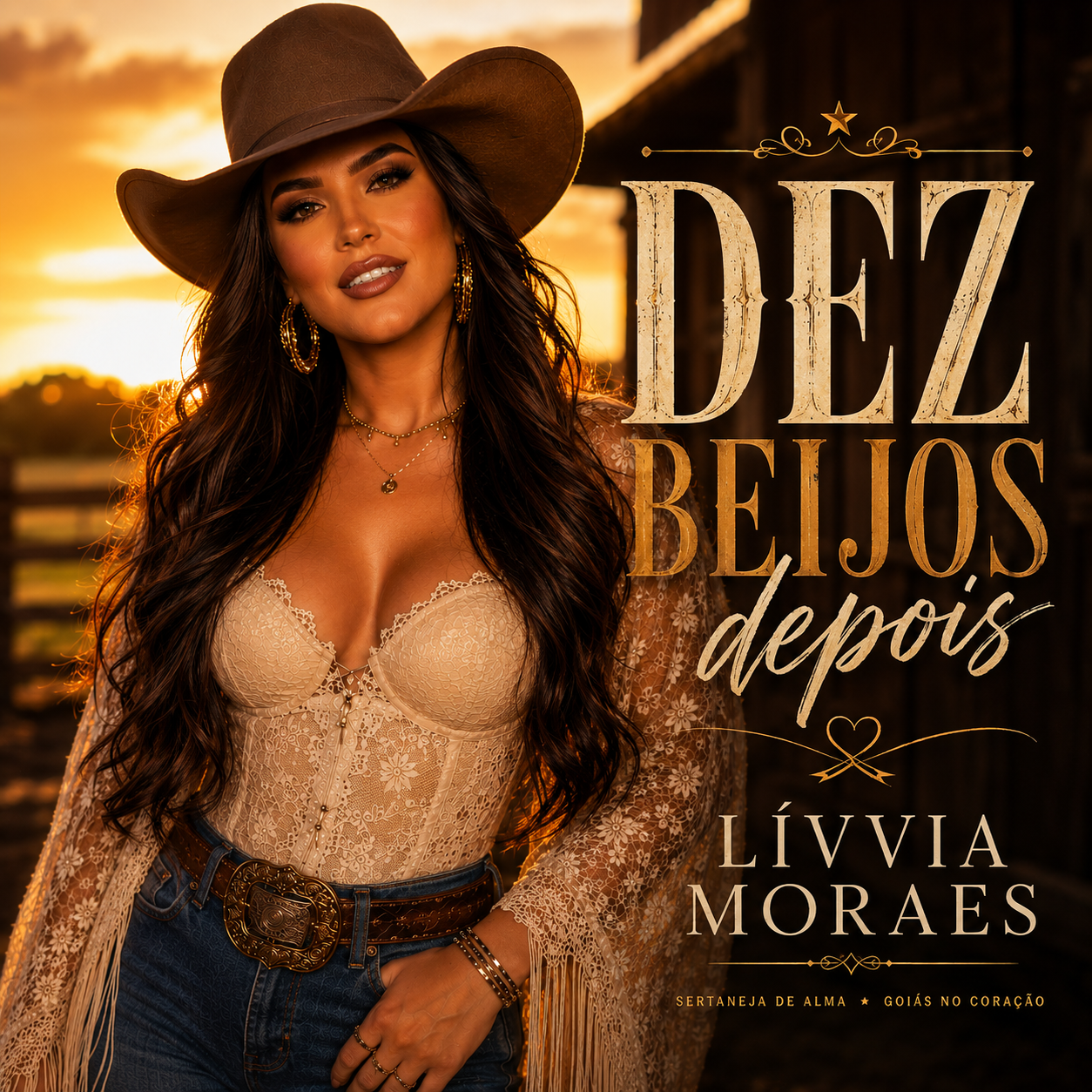 Capa do single Dez Beijos Depois, de Lívvia Moraes